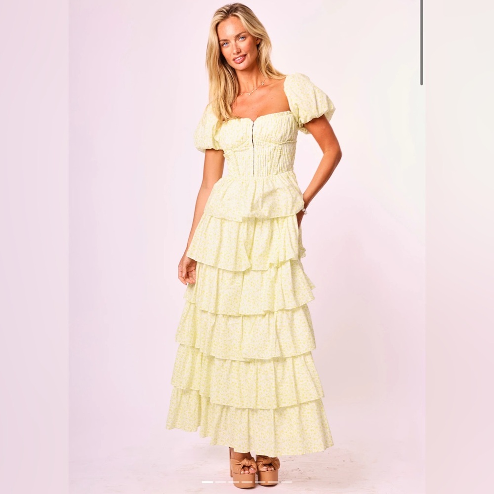Amy Jane London Rosalie Maxi Dress Lemon Ditsy